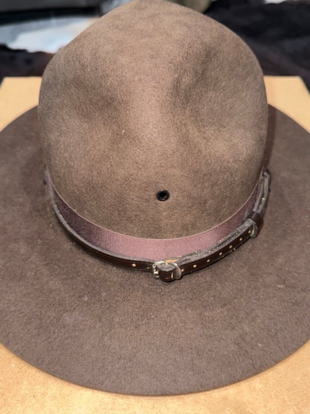 Stratton 3X Beaver Quality Campaign Hat with Leather Hat Band and Chin Strap